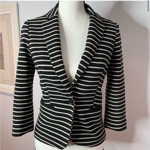 Banana Republic Black and Cream Striped Blazer